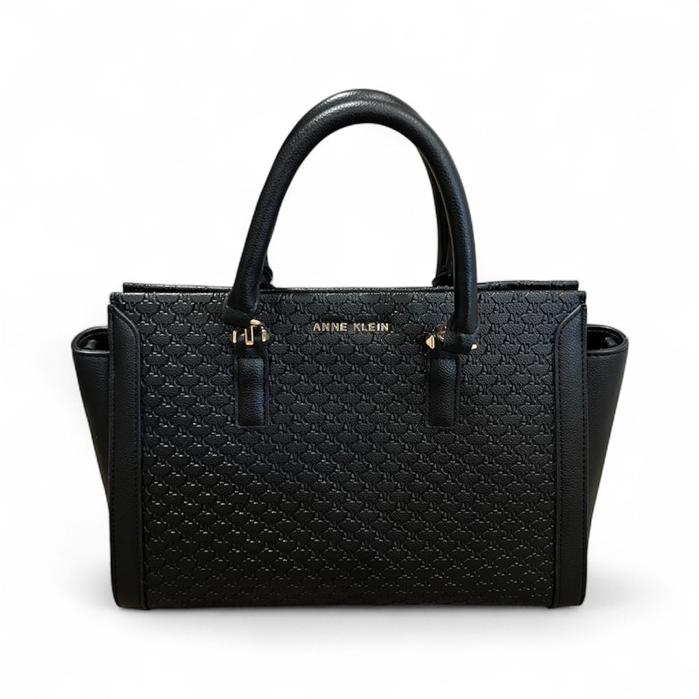 Anne Klein Black Textured Satchel
